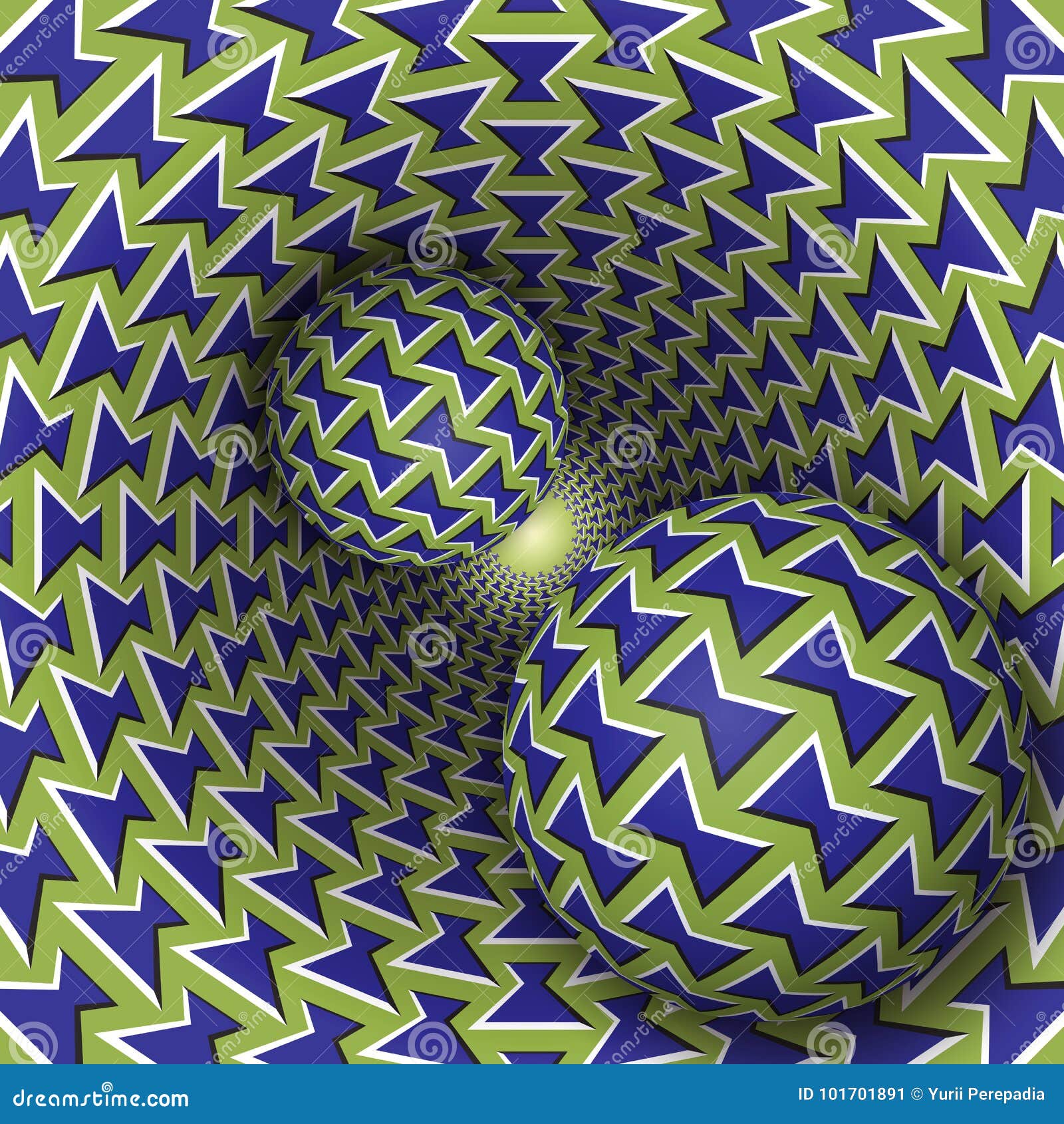 Optical Illusion Illustration. Two Balls are Moving on Rotating Funnel ...