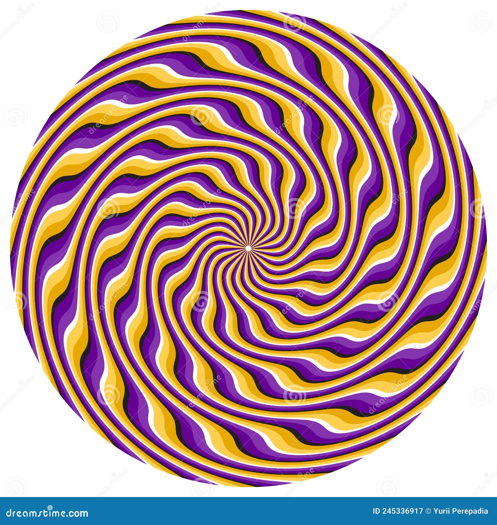 Optical Illusion Patterned Circle of Wavy Spiral Colorful Stripes ...