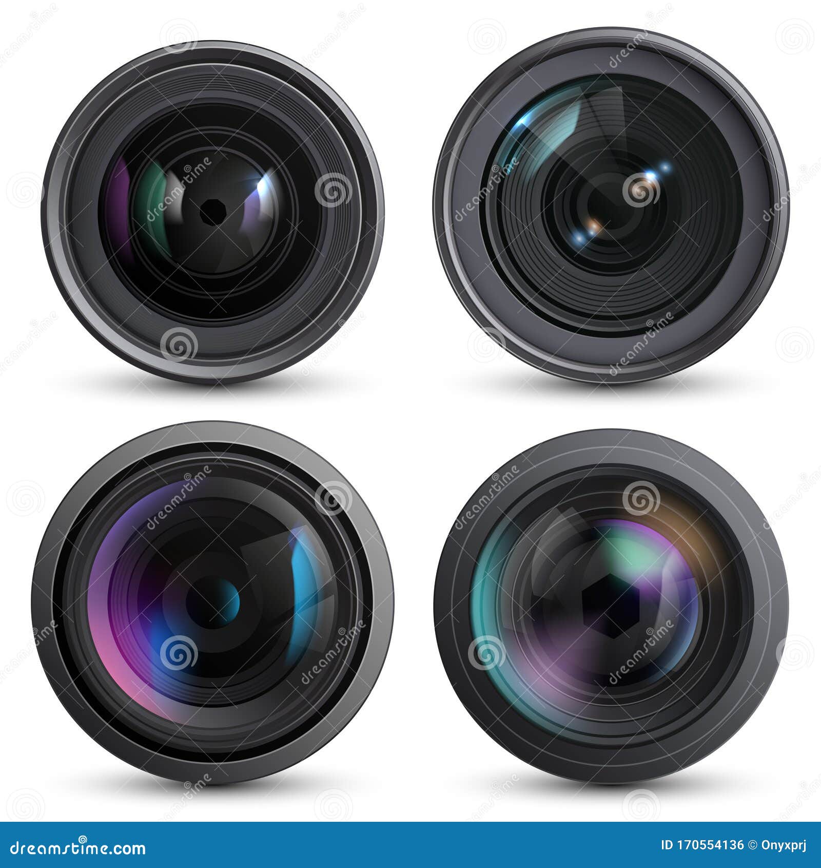 Optical Lens Realistic. Photo Camera Digital Zoom Aim Photo Reflection