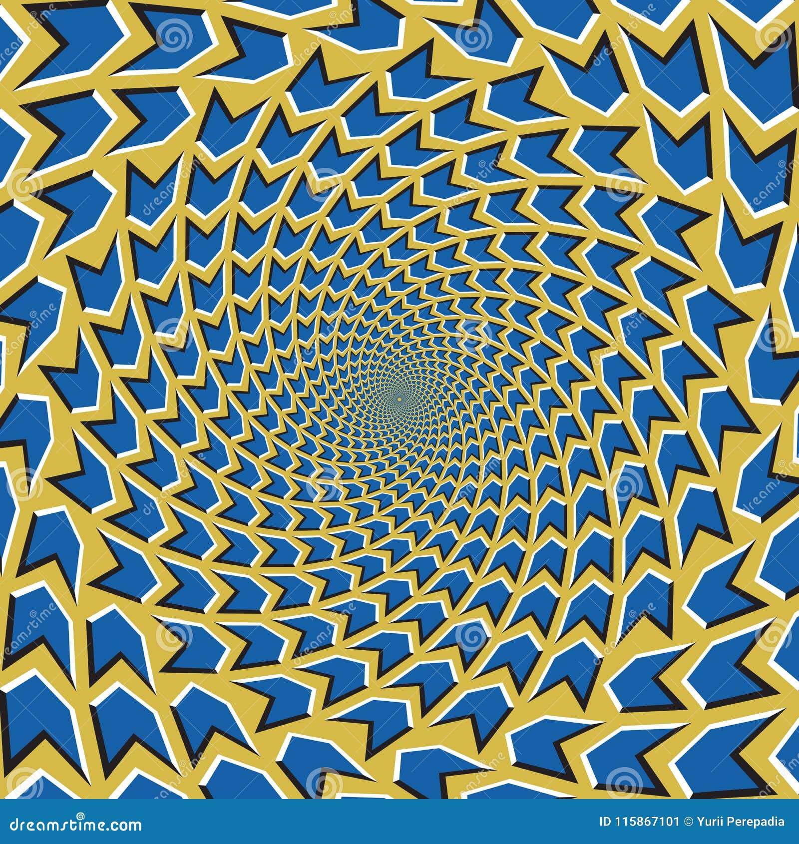 Optical Motion Illusion Vector Background. Blue Arrows Flock Together ...