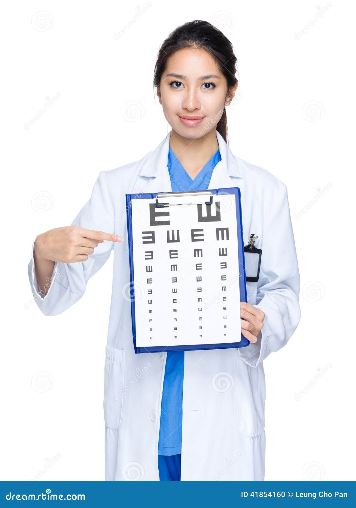 Optician Point To Eye Chart Stock Photo Image of female, isolated