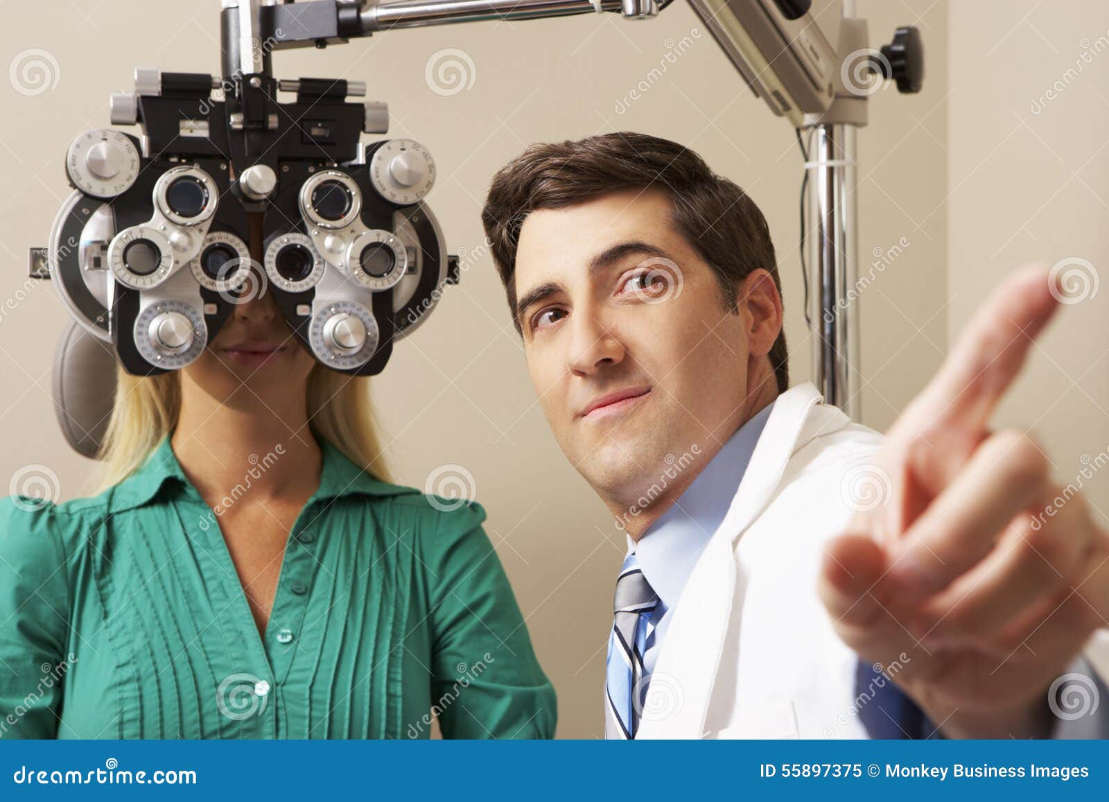Optician in Surgery Giving Woman Eye Test Stock Image Image of exam