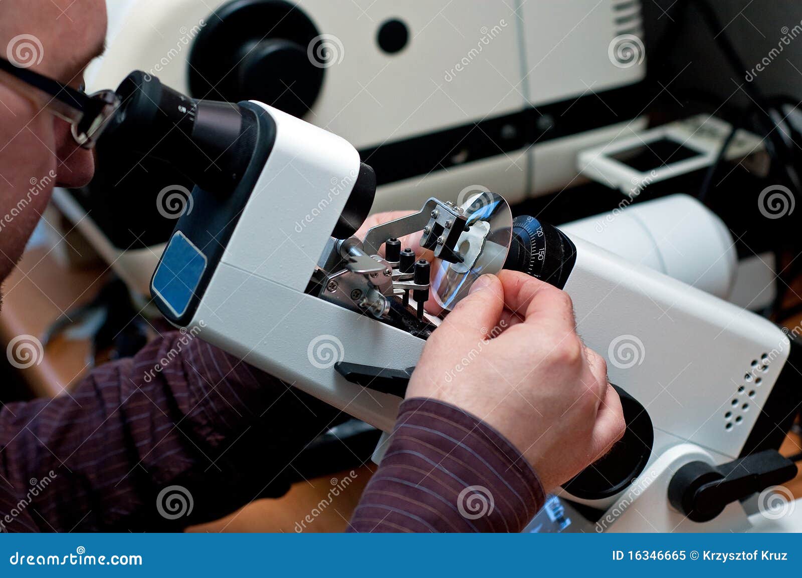 Optician in the Work,repair of Glasses Stock Image Image of grinder
