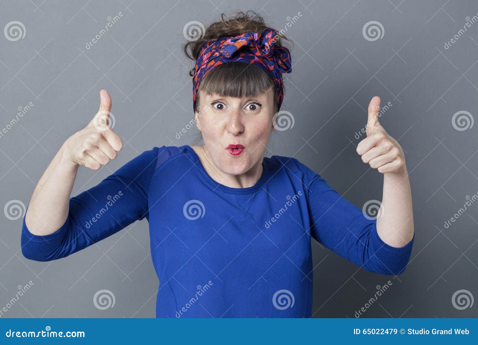 optimism concept for surprised 30s woman smiling