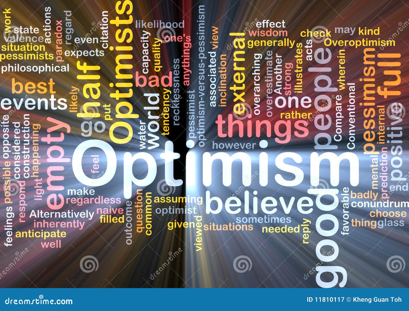 optimism word cloud glowing