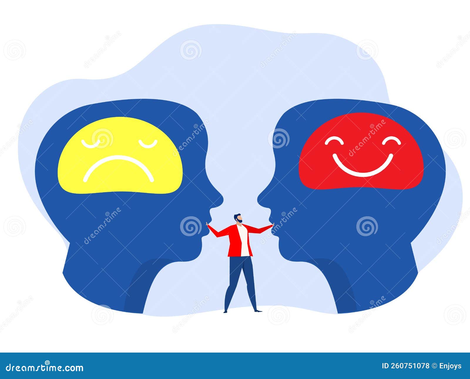 Optimistic Attitude Positive or Negative Reaction Stock Vector