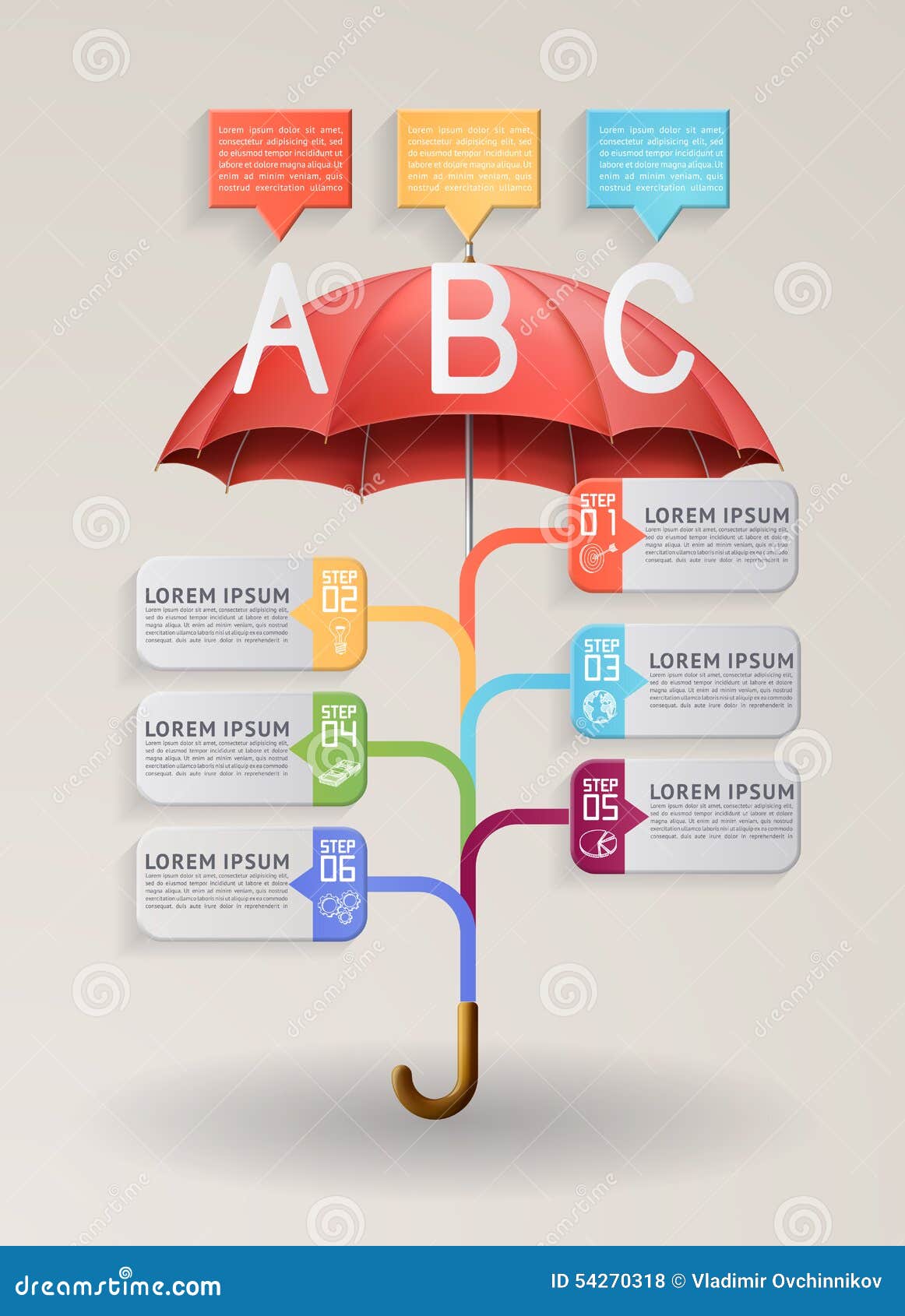 Option Banner with Red Umbrella. Stock Vector Illustration of concept