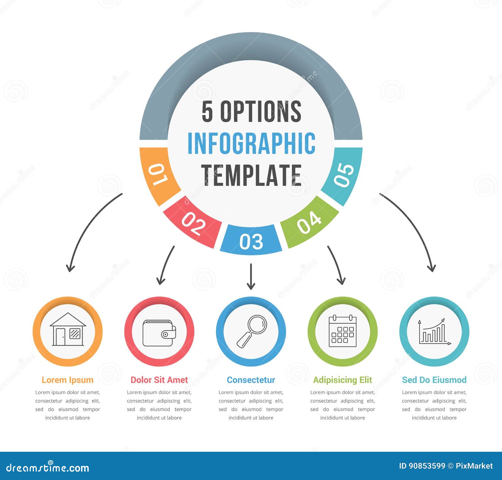 5 Options Infographic Template Stock Vector Illustration Of Diagram