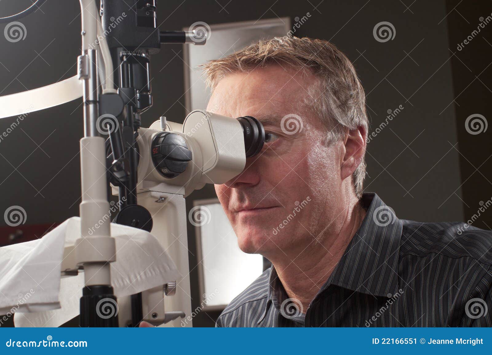 Optometrist Using Bio Microscope Stock Image Image of vision, people