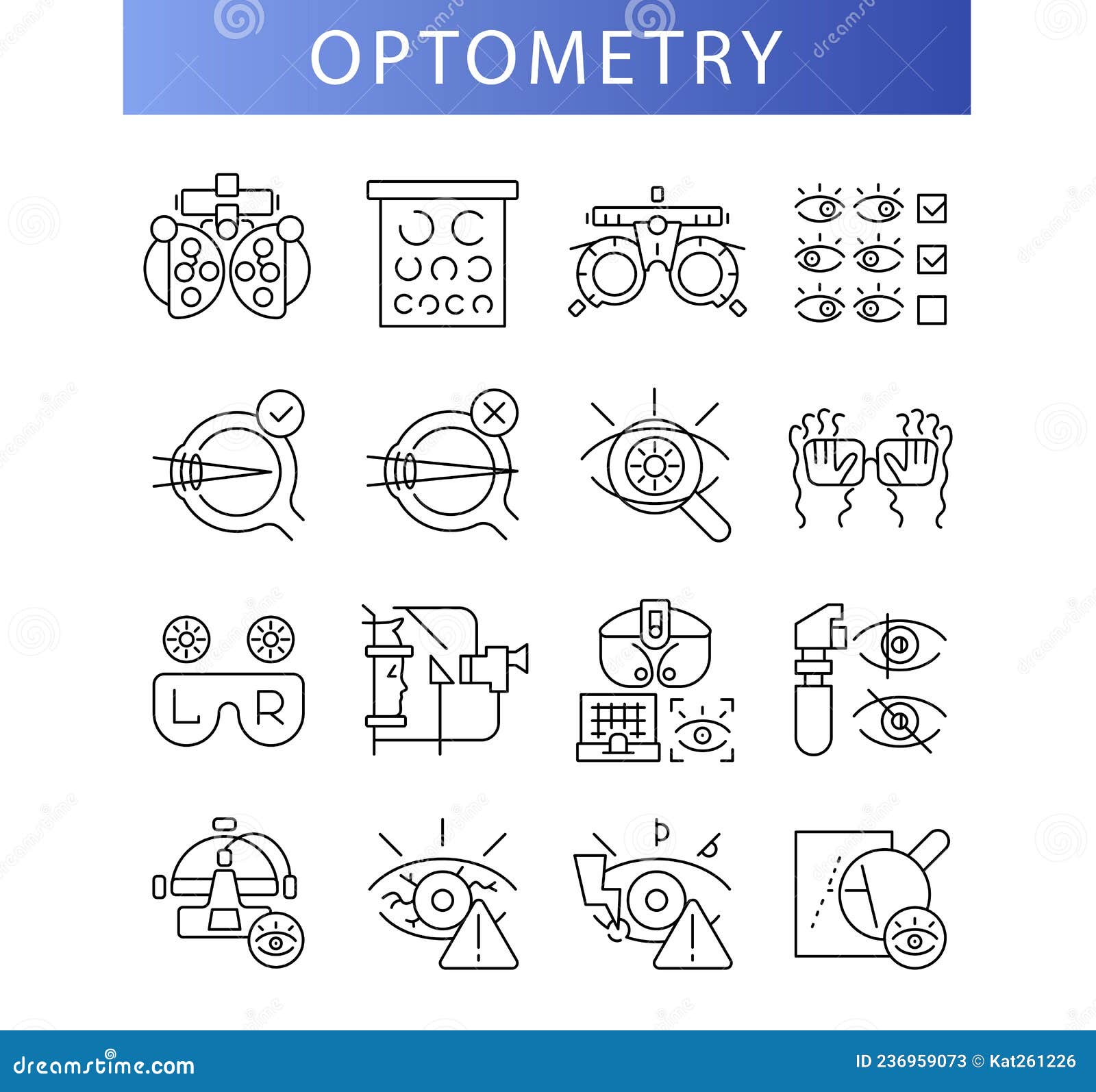 optometry visual acuity tables. line icon concept