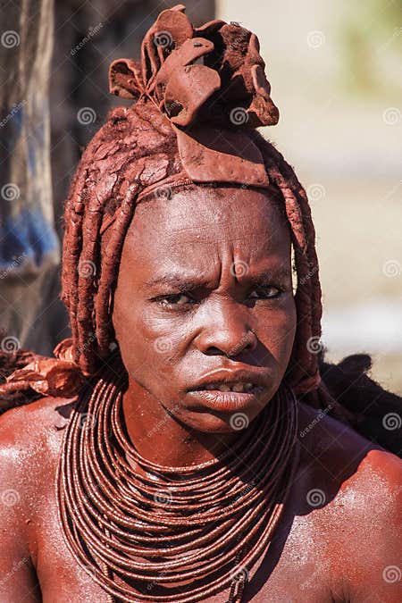 Opuwo Namibia Jul 07 2019 Himba Woman With The Typical Necklace 