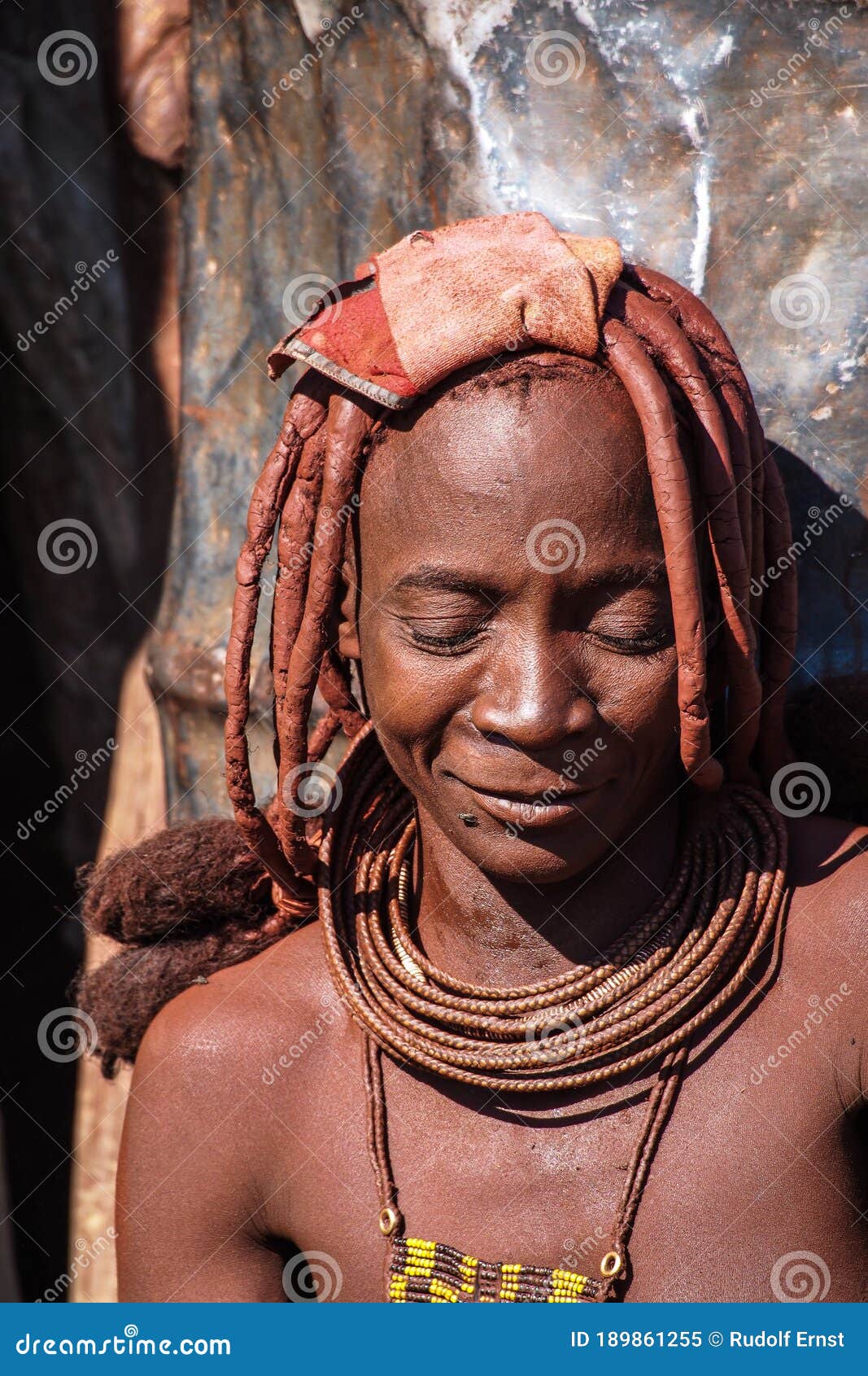 Opuwo Namibia Jul 07 2019 Himba Woman With The Typical Necklace 