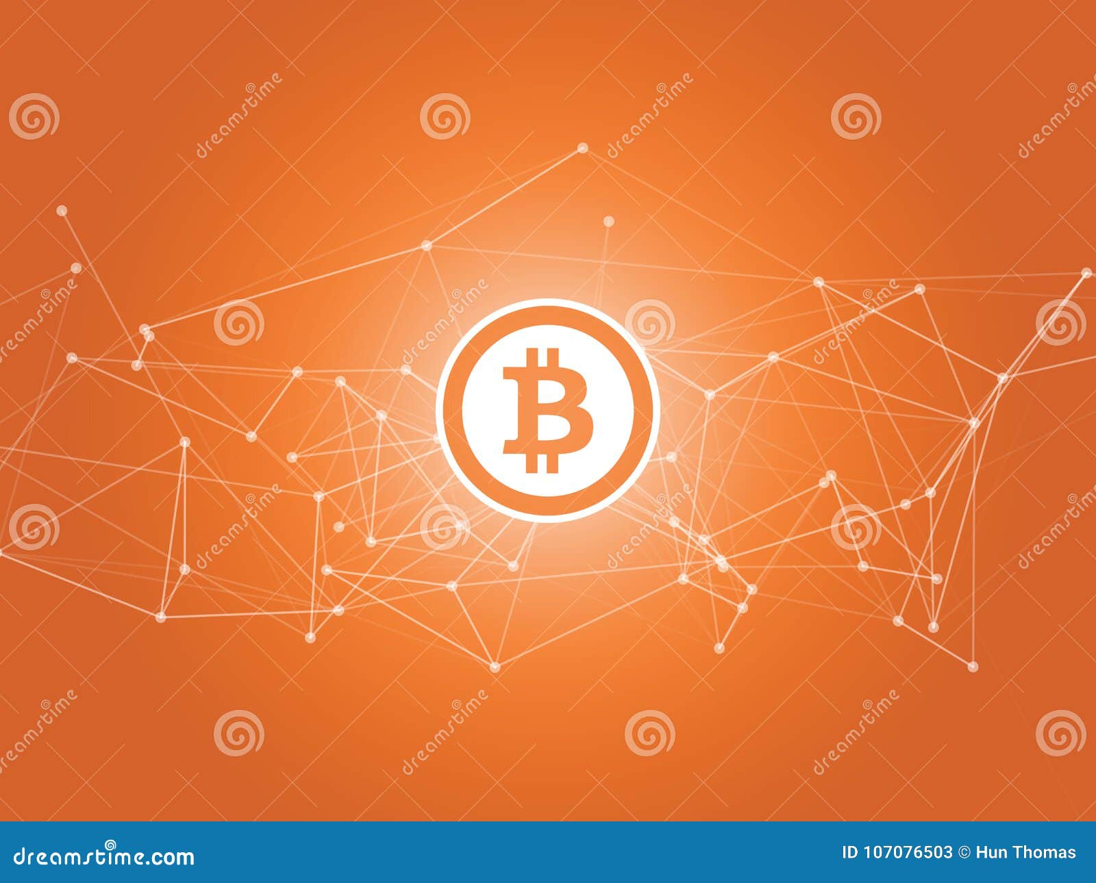 Orange Abstract Network Mesh With Bitcoin Logo - Vector ...