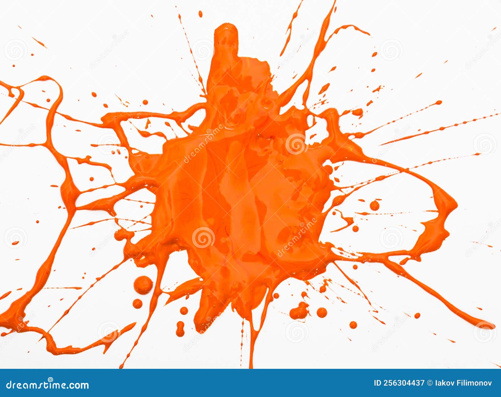 Orange acrylic paint blot stock image. Image of graphic 256304437