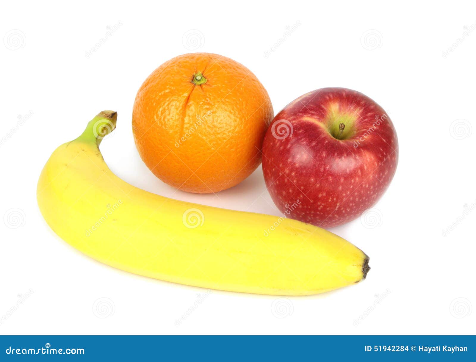 Orange Apple And Banana Isolated On White Background Stock Photo