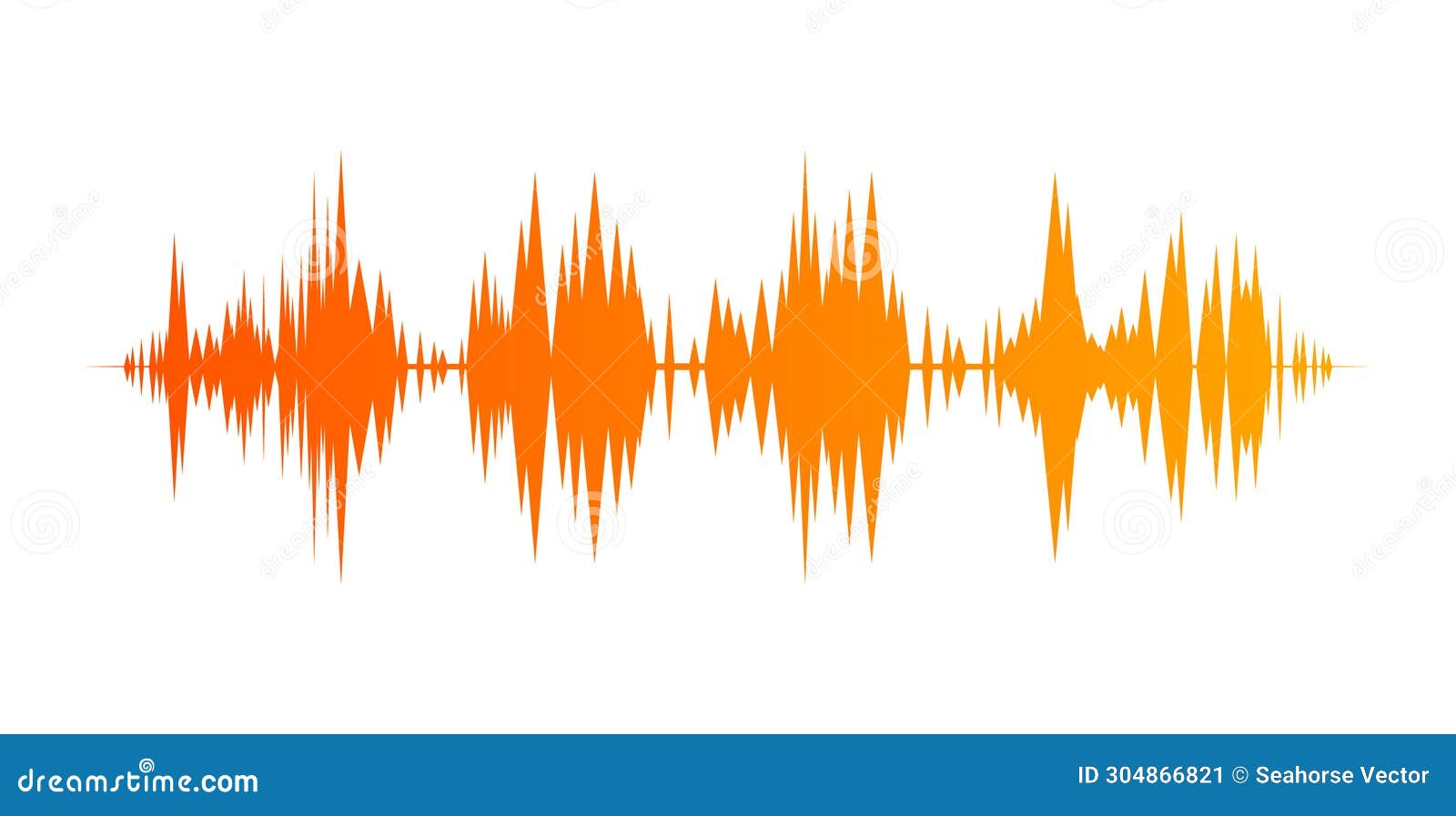 Orange Audio Waveform on a White Background. Sound Wave Frequency Stock