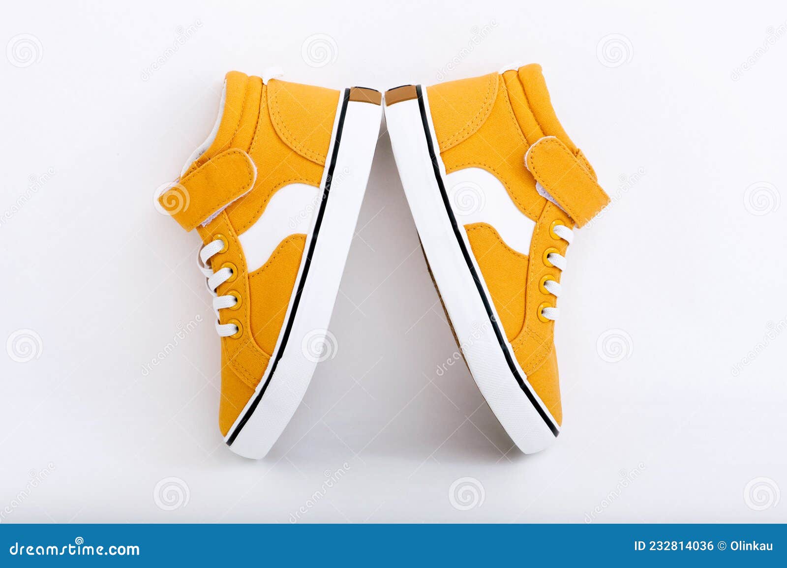 Orange baby sneakers stock photo. Image of cute, miniature - 232814036