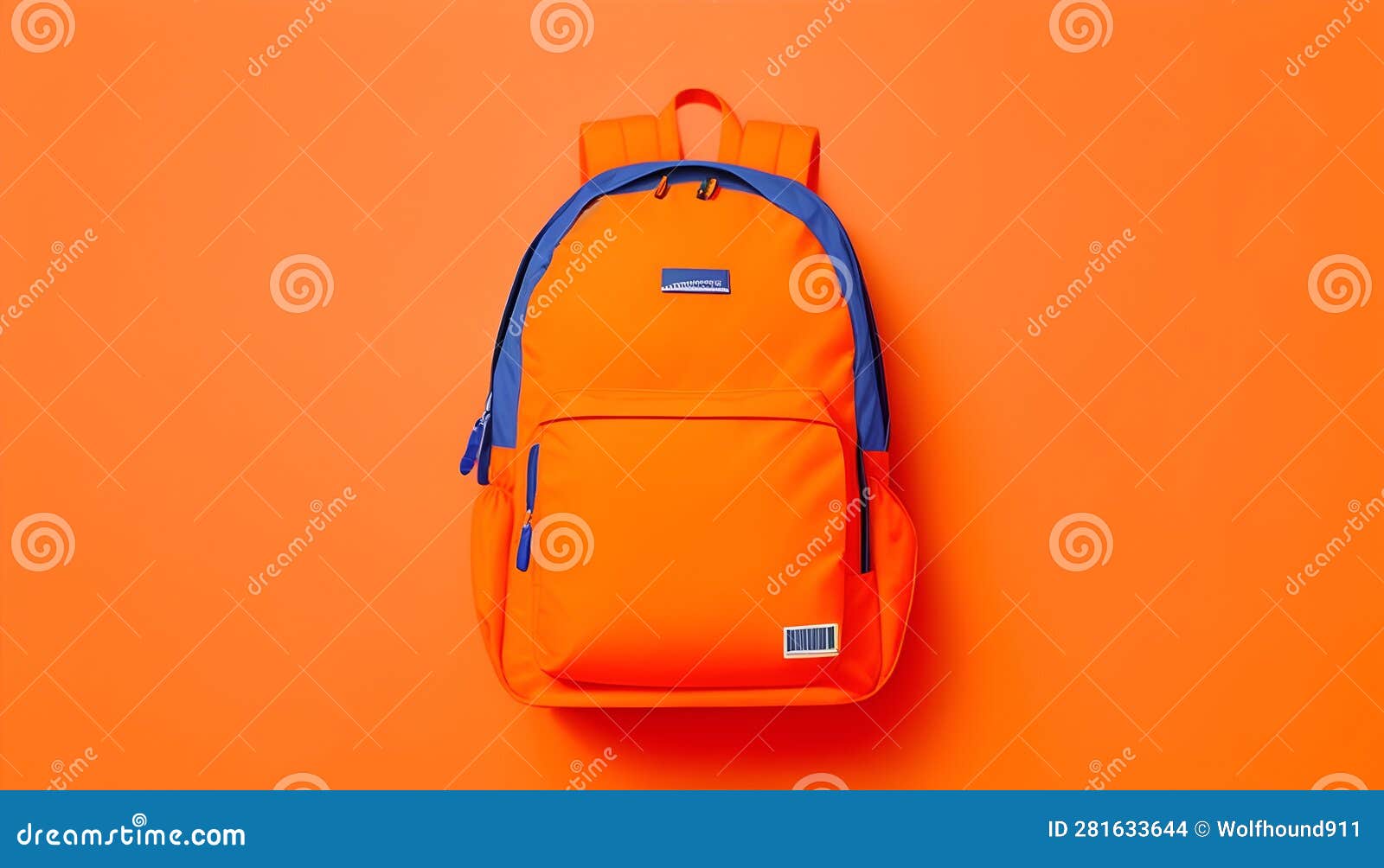 Orange Backpack on Orange Background Back To School. Generative AI