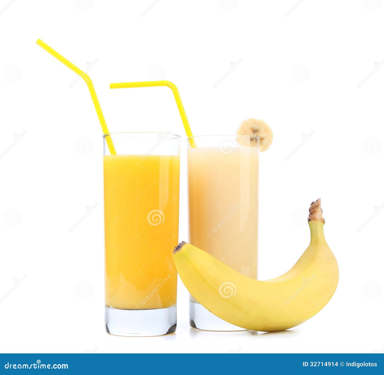Orange and banana juice stock photo. Image of citrus 32714914