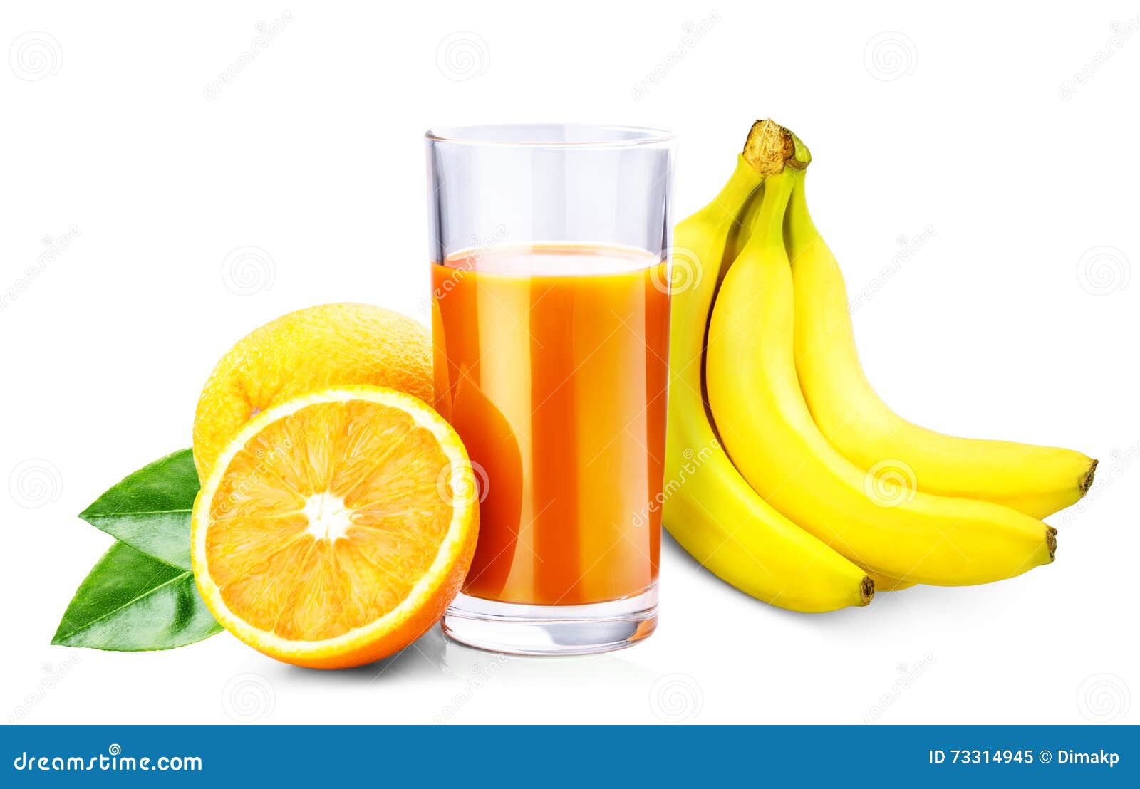 Orange, Banana Juice Isolated Stock Image Image of leaf, nectar 73314945