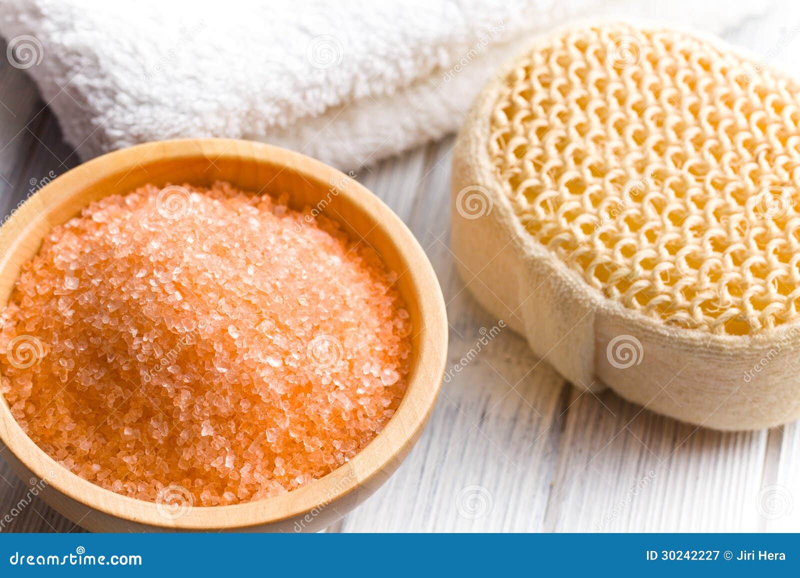 Orange Bath Salt in Wooden Bowl Stock Image Image of healthy, sauna
