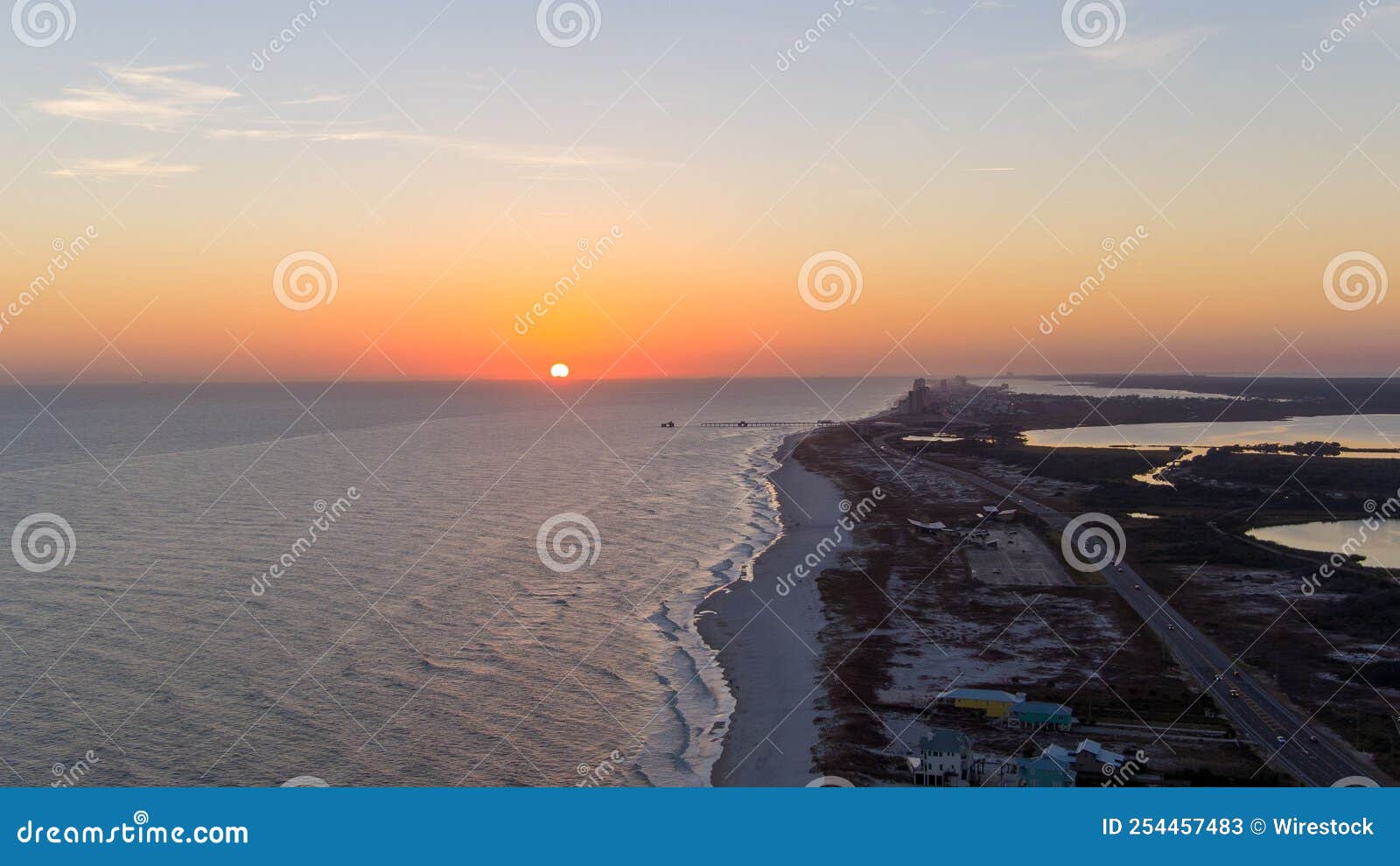 Orange Beach, Alabama Waterfront at Sunset Stock Image Image of beach