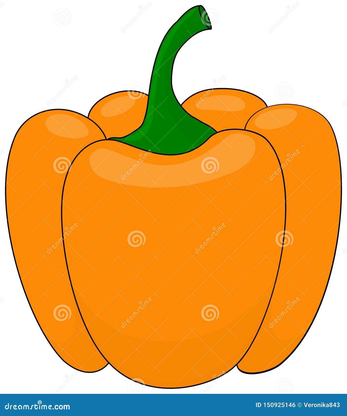 Orange Bell Pepper Clipart. Vector Illustration Stock Vector