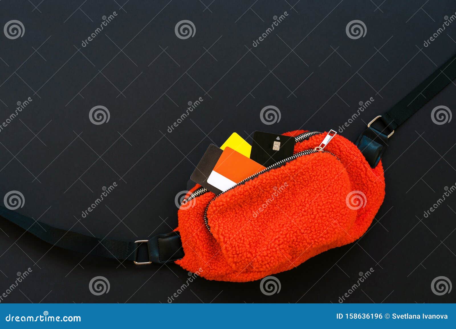 Orange Belt Bag With Credit Card. Black Friday Sale Concept Stock Photo - Image of orange ...