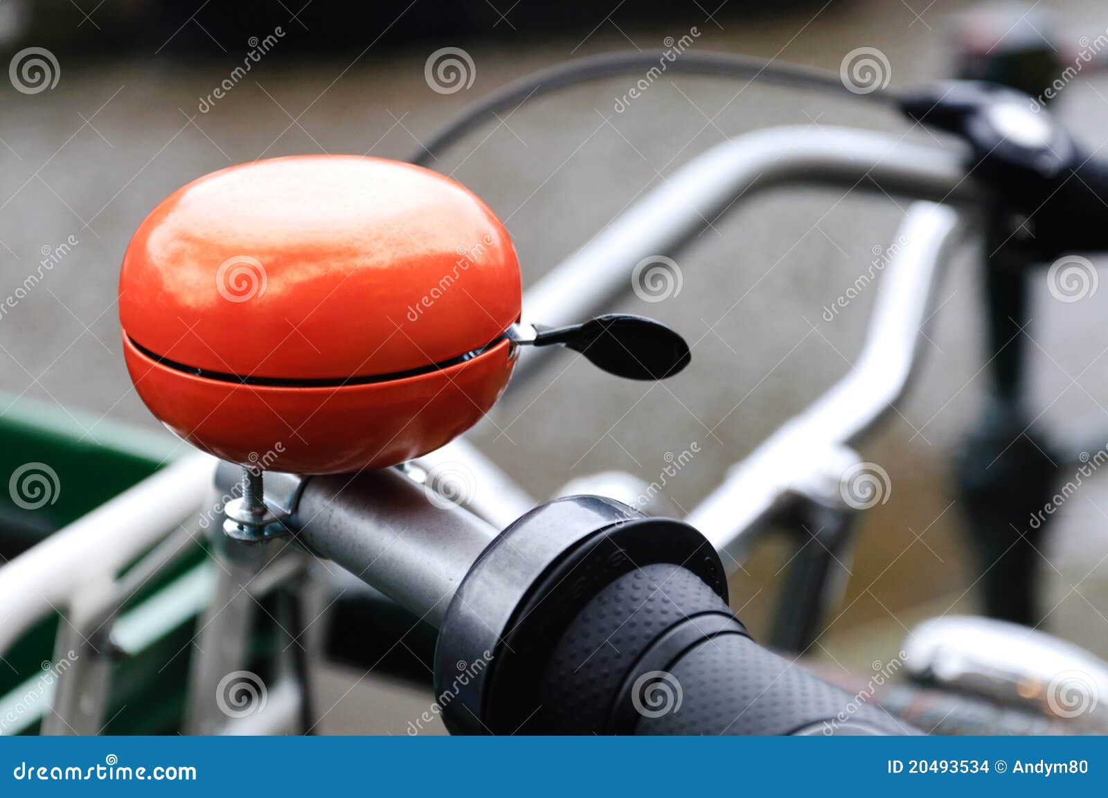 Orange bicycle bell stock photo. Image of hand, sport 20493534
