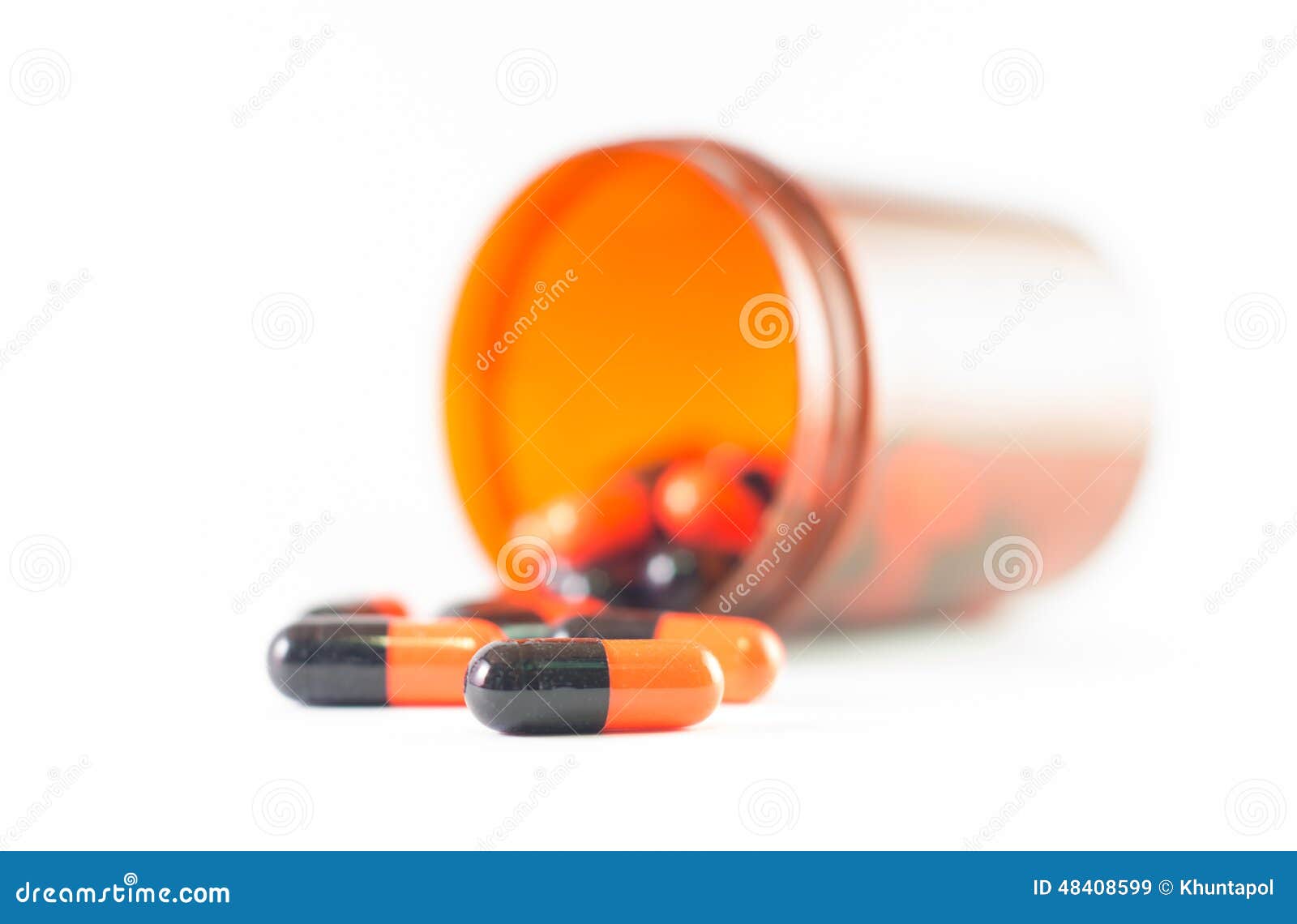 Orange Black Capsule and Medicine Bottle Stock Image Image of medical