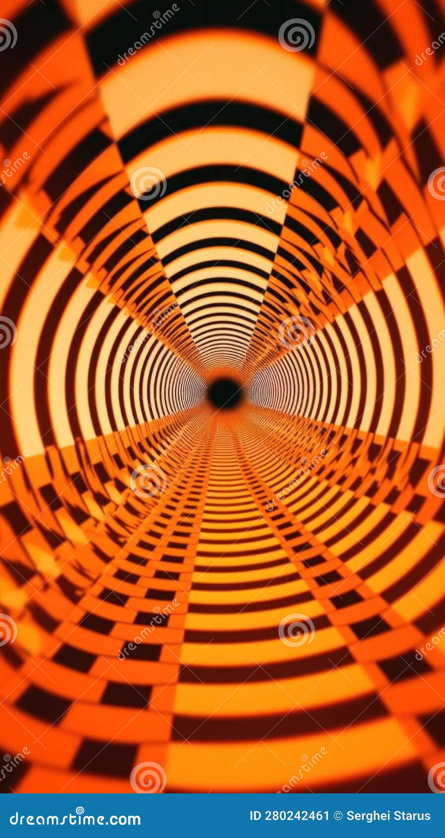 An Orange and Black Checkered Pattern with a Black Center. Generative