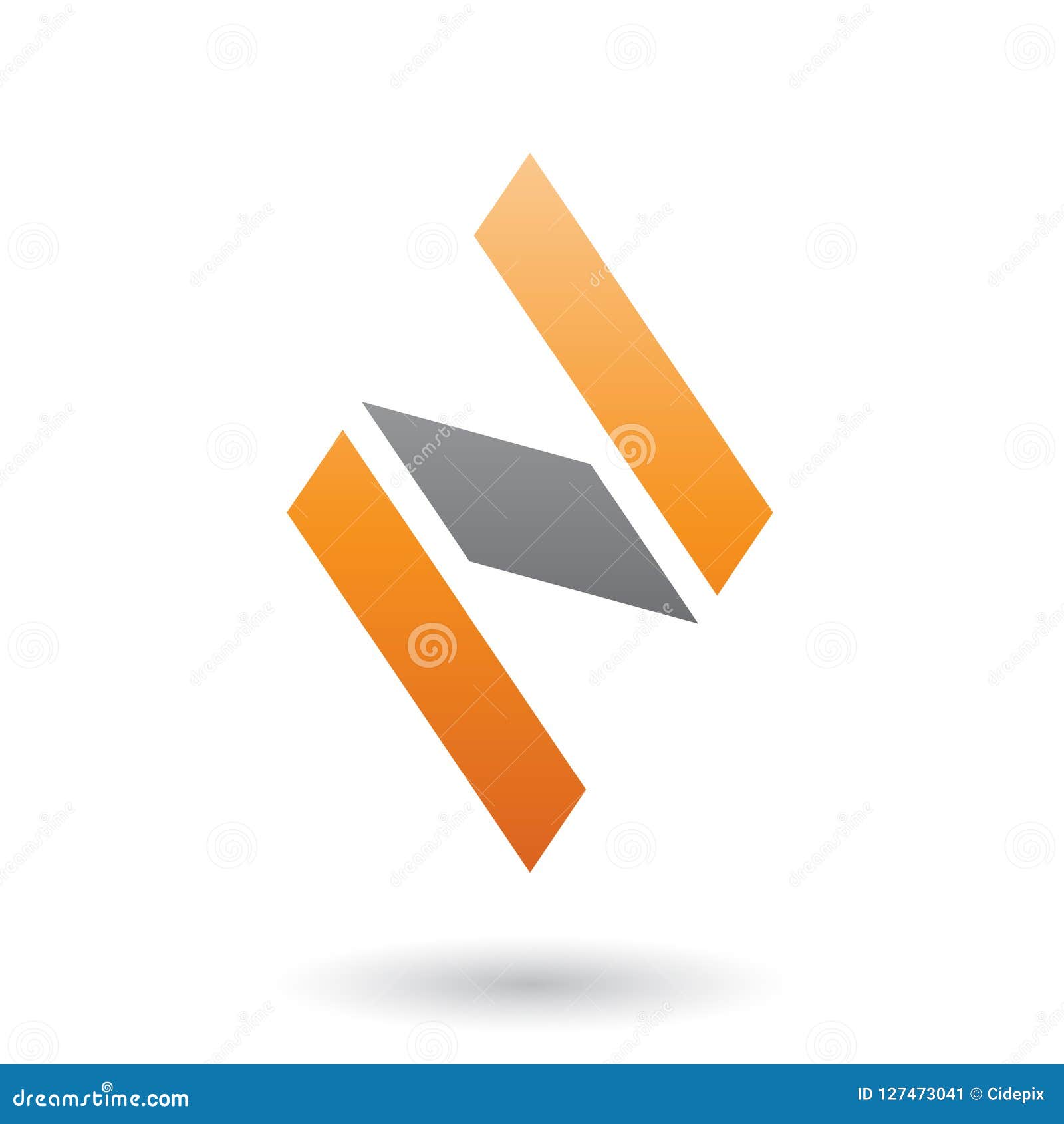 Orange And Black Diamond Shaped Letter N Vector