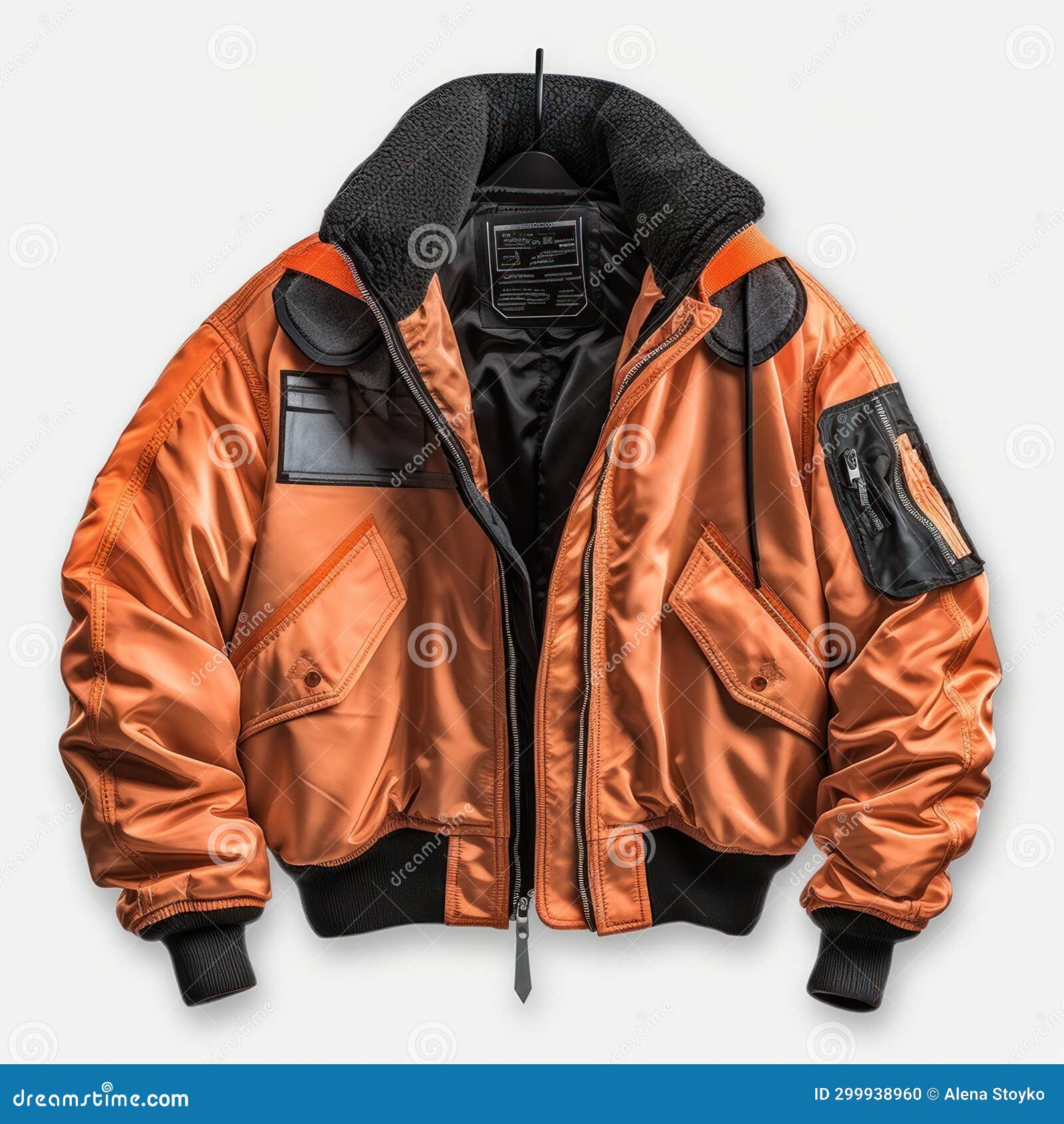 Orange with Black Jacket Bomber Isolated on White Background Stock