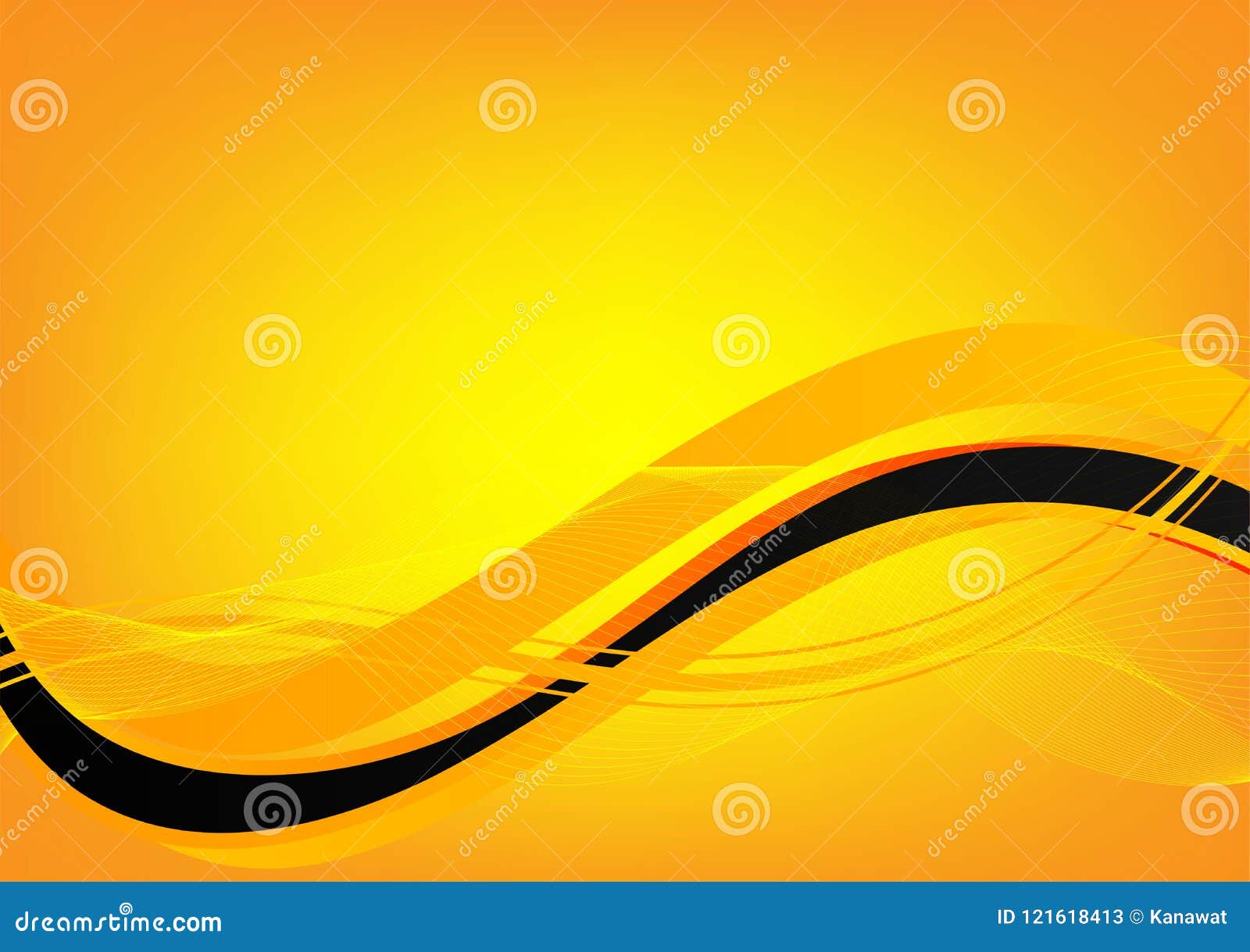 Orange and Black Wave Abstract Vector Background with Copy Space Stock