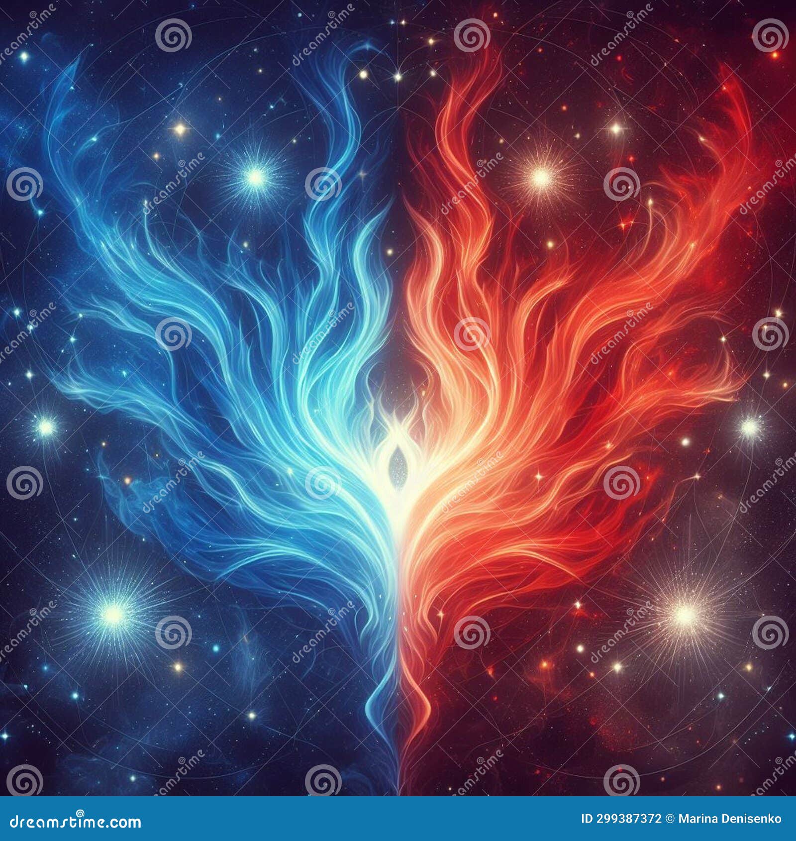 Orange and Blue Abstract Flame. Twin Flame Logo. Esoteric Concept of ...