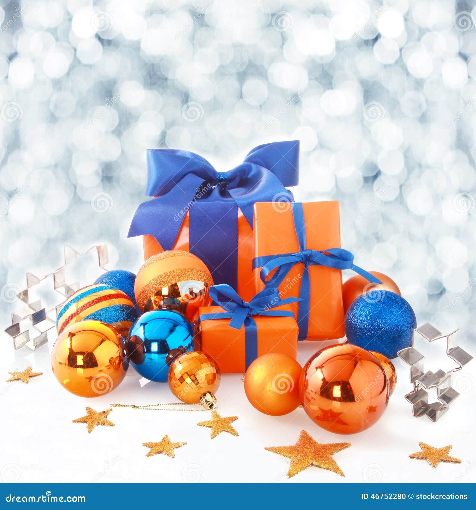 Orange And Blue Christmas Background Stock Photo - Image 