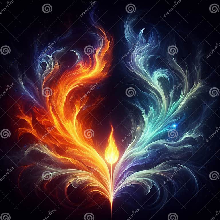 Orange and Blue Flame. Twin Flame Logo. Esoteric Concept of Spiritual ...