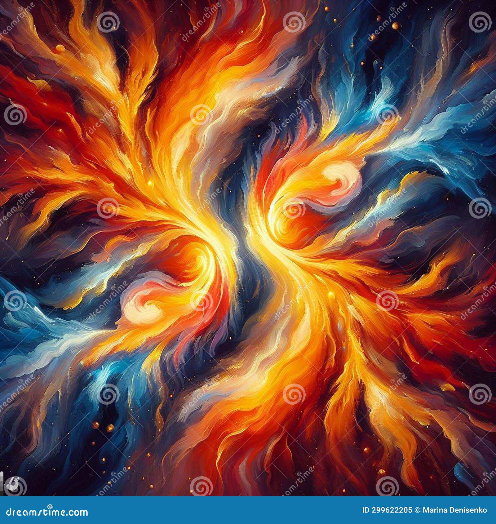 Orange and Blue Flame. Twin Flame Logo. Esoteric Concept of Spiritual ...