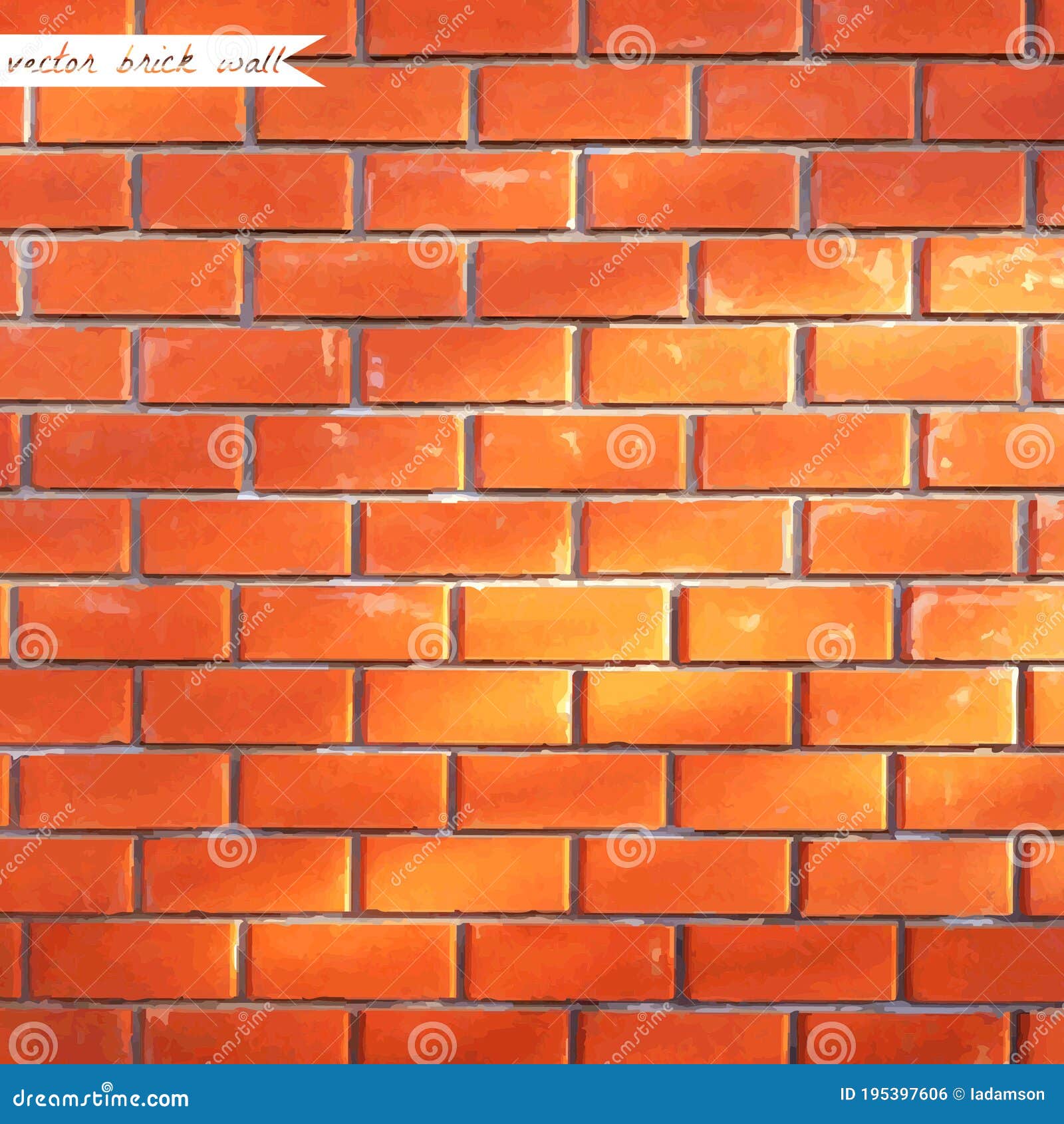 Orange Brick Wall stock vector. Illustration of cement 195397606