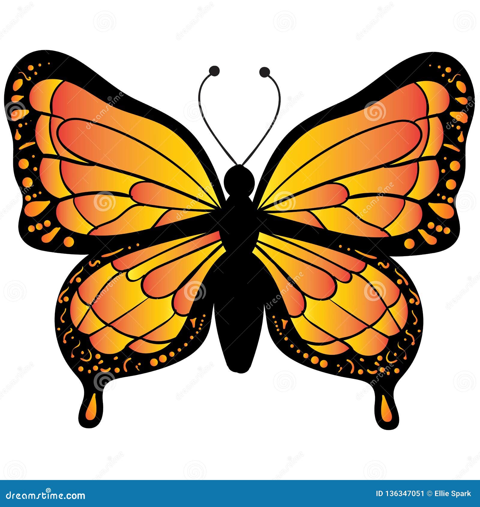 Download Orange Butterfly Vector Isolated On White Background Stock ...