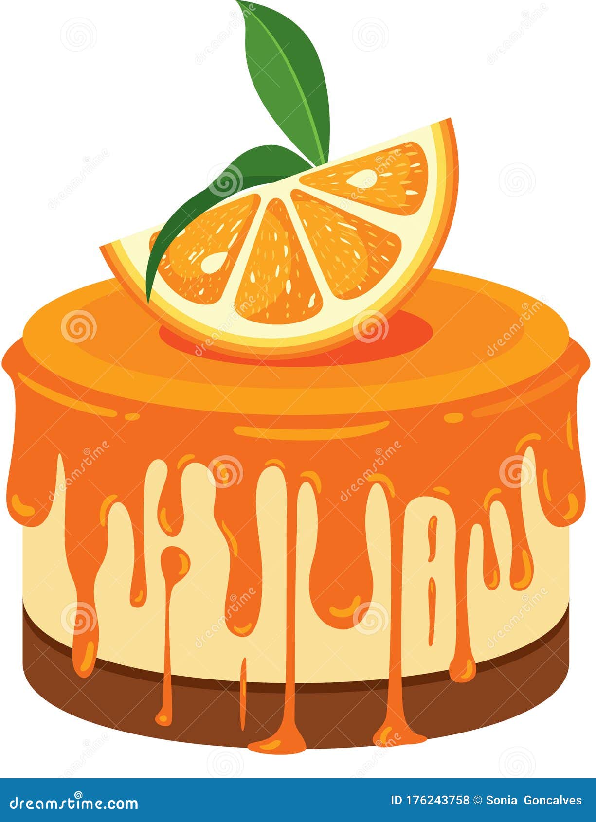 Orange Cake Isolated on White Stock Vector Illustration of ornament