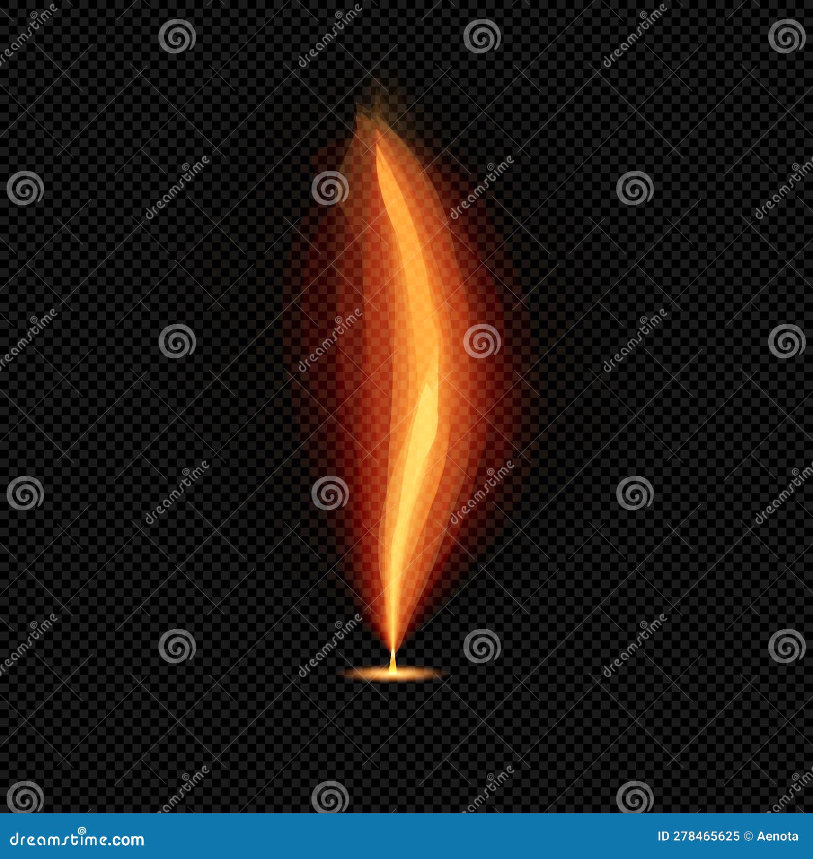 Orange Candle Flame with Wick on Transparent Background Vector Glowing