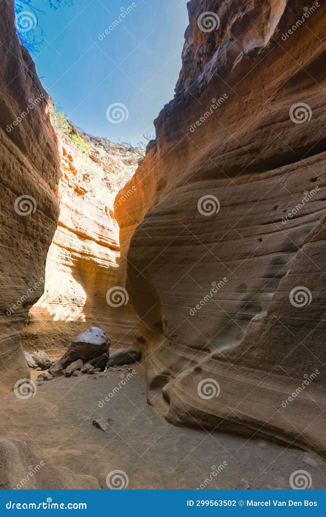 orange canyon, barranco de las vacas, gran canaria, canary islands, spain