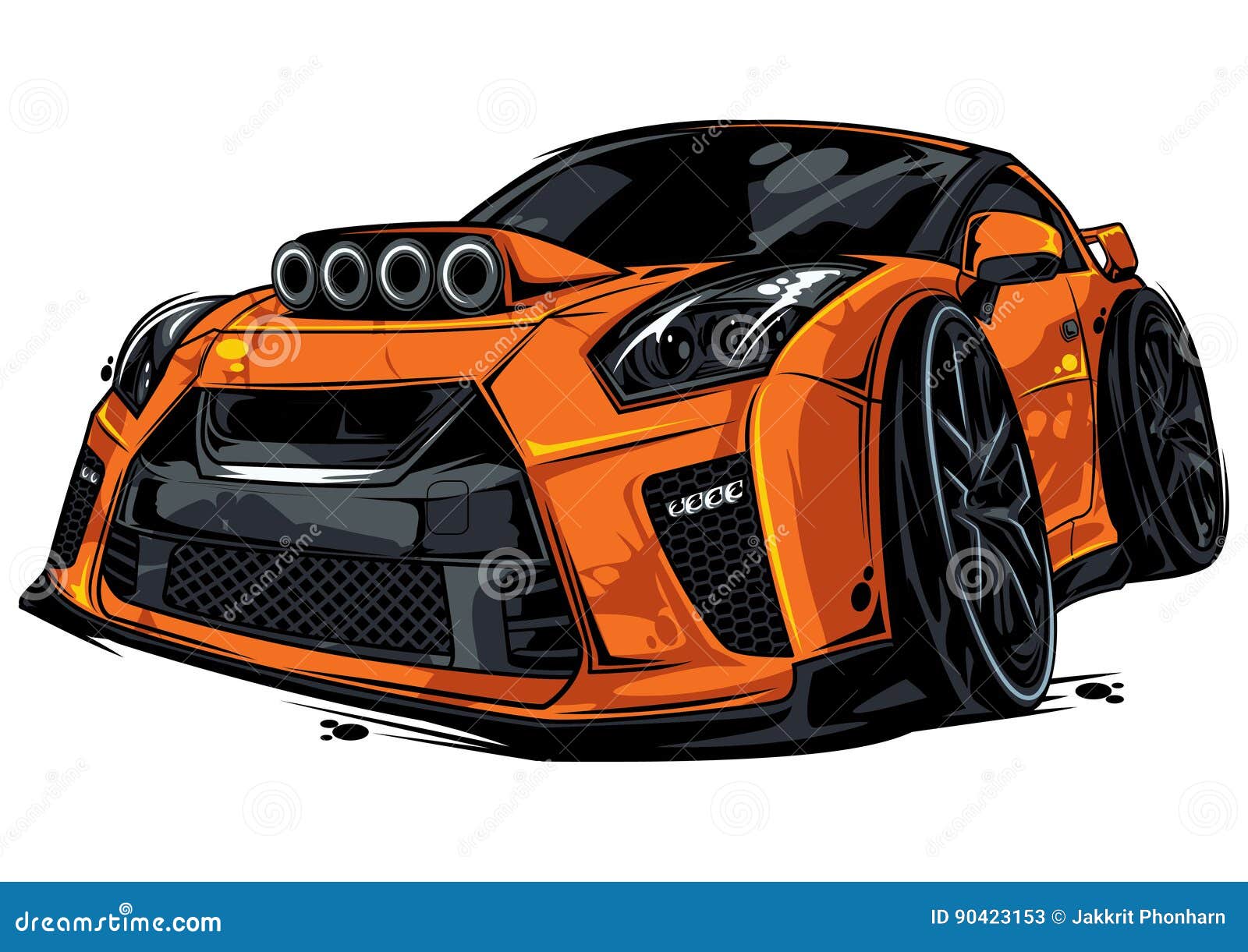 Orange car stock vector. Illustration of compact, people 90423153