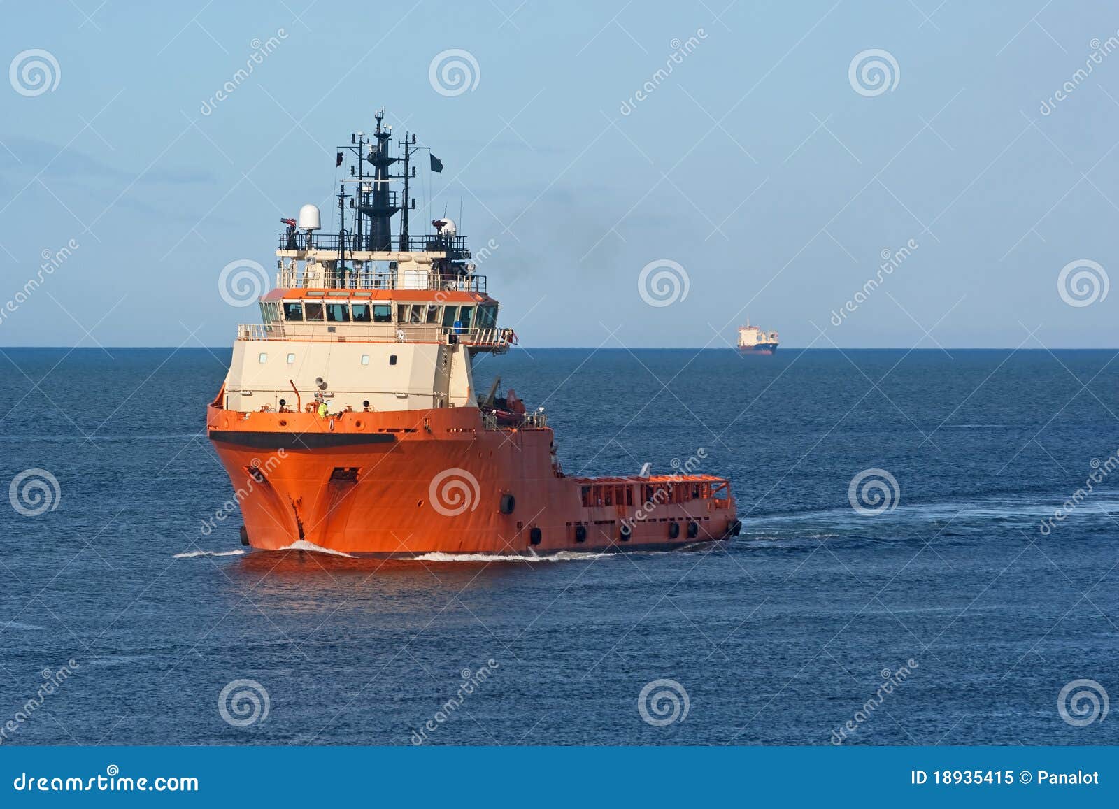 Orange Cargo Ship stock image. Image of supply, work 18935415