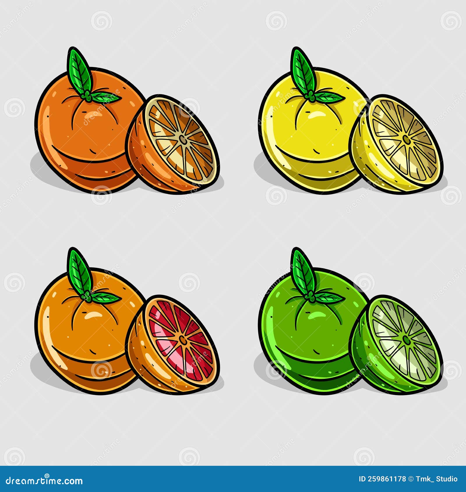 Orange Cartoon with Four Color Different. Simple Effect Stock Vector