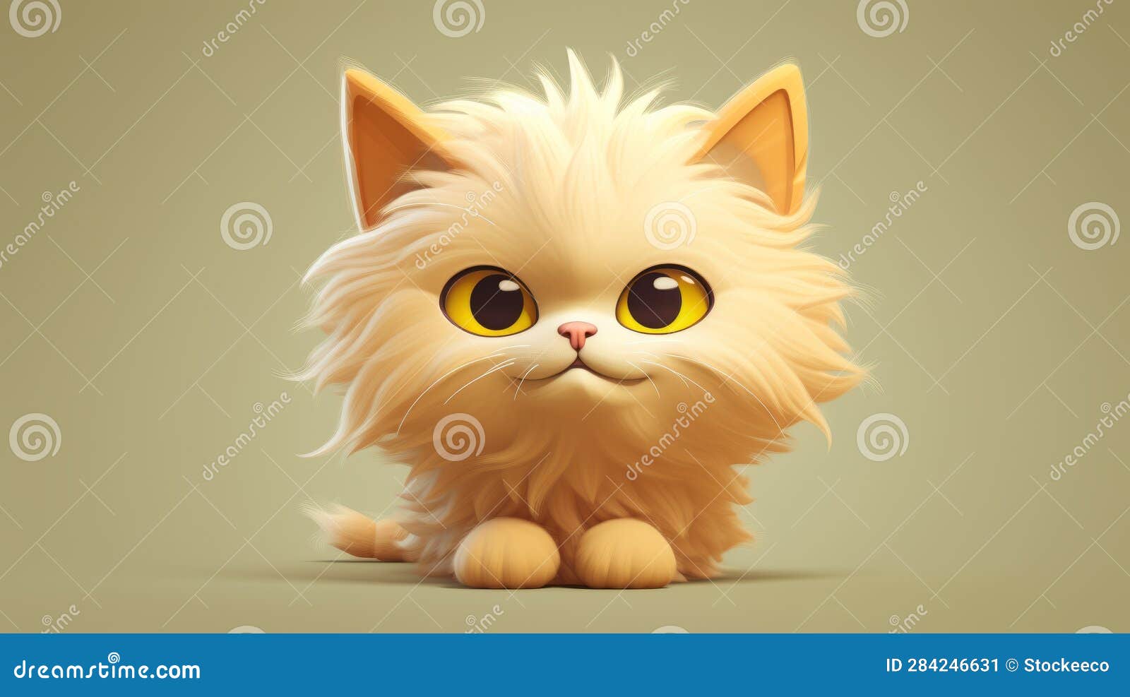 cute 3d kitten emoji character with brushwork style