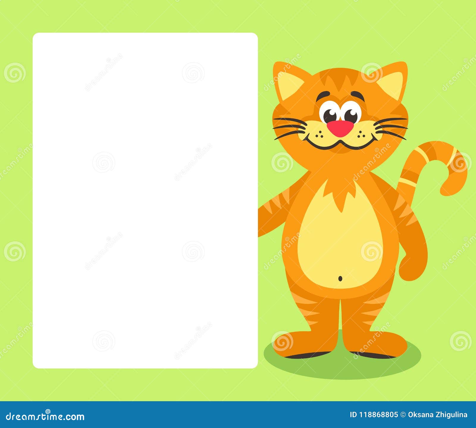 Orange Cat With White Board Stock Illustration Illustration Of Kids Collection