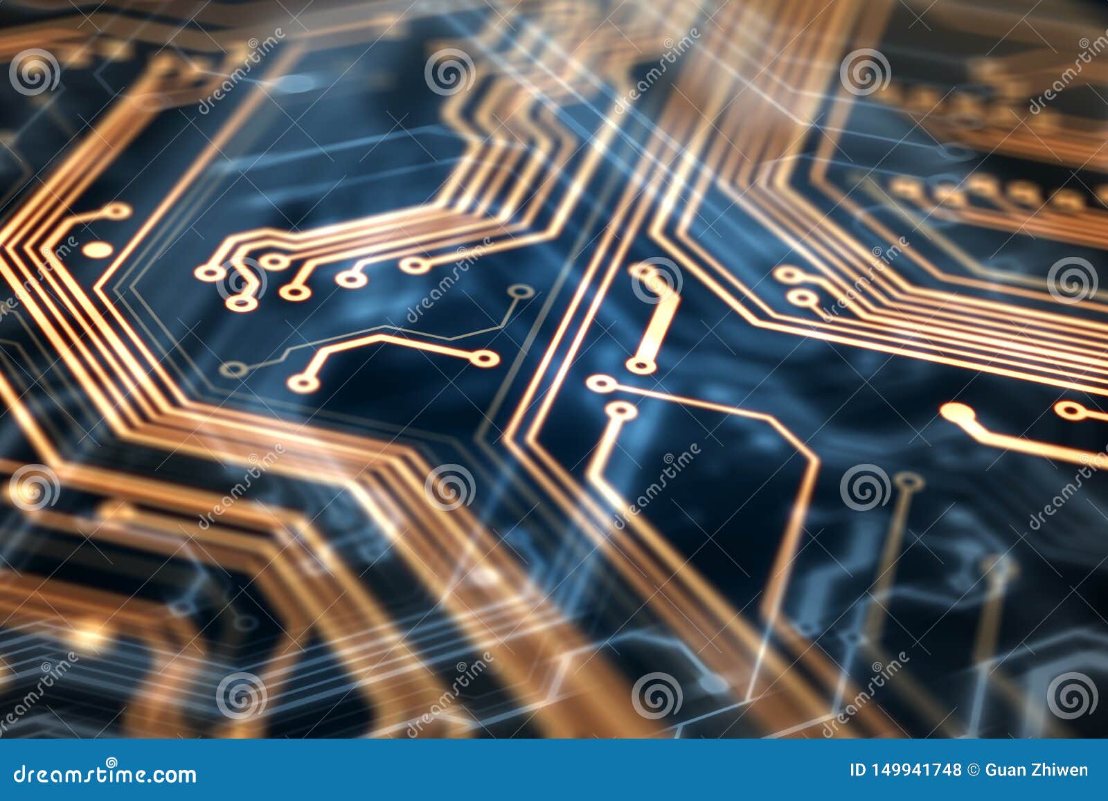Orange circuit board stock illustration. Illustration of integrated