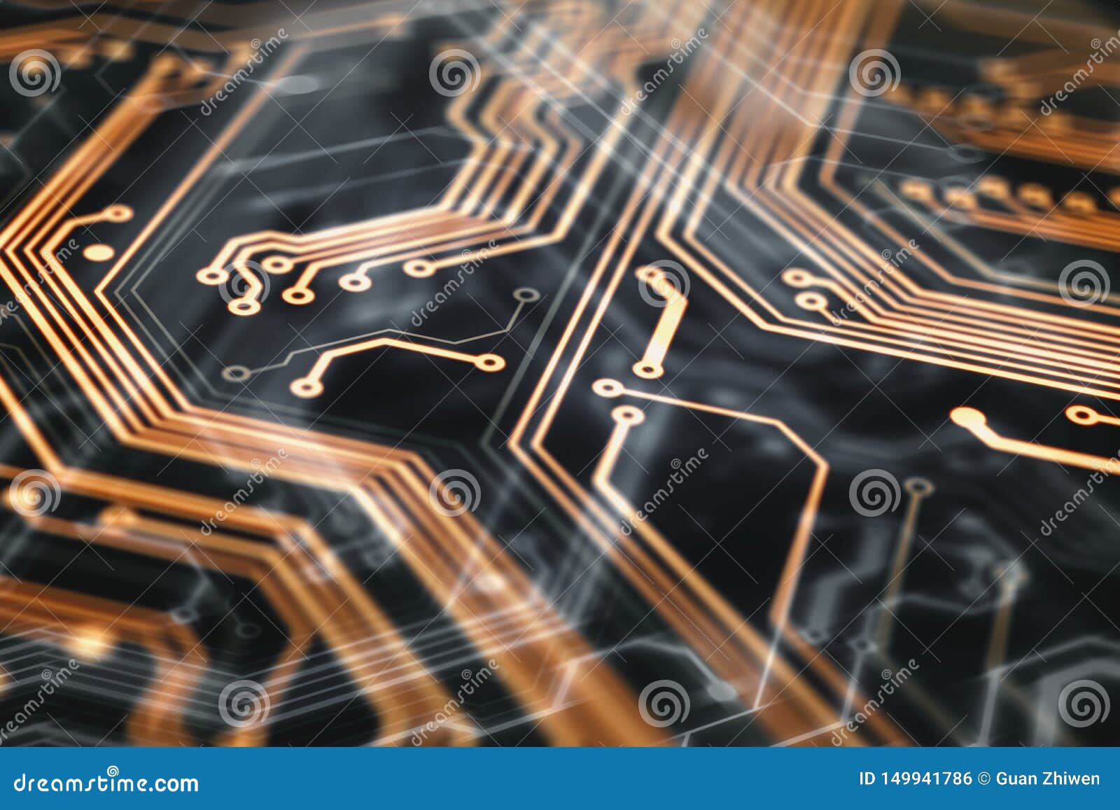 Orange circuit board stock illustration. Illustration of network